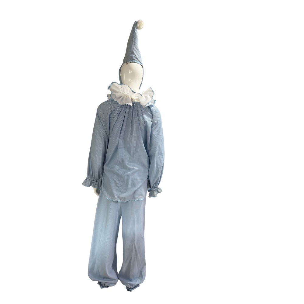 Vintage Matching Couples Clown Costumes Pink Blue Gingham Pierrot Handmade - Picture 4 of 16